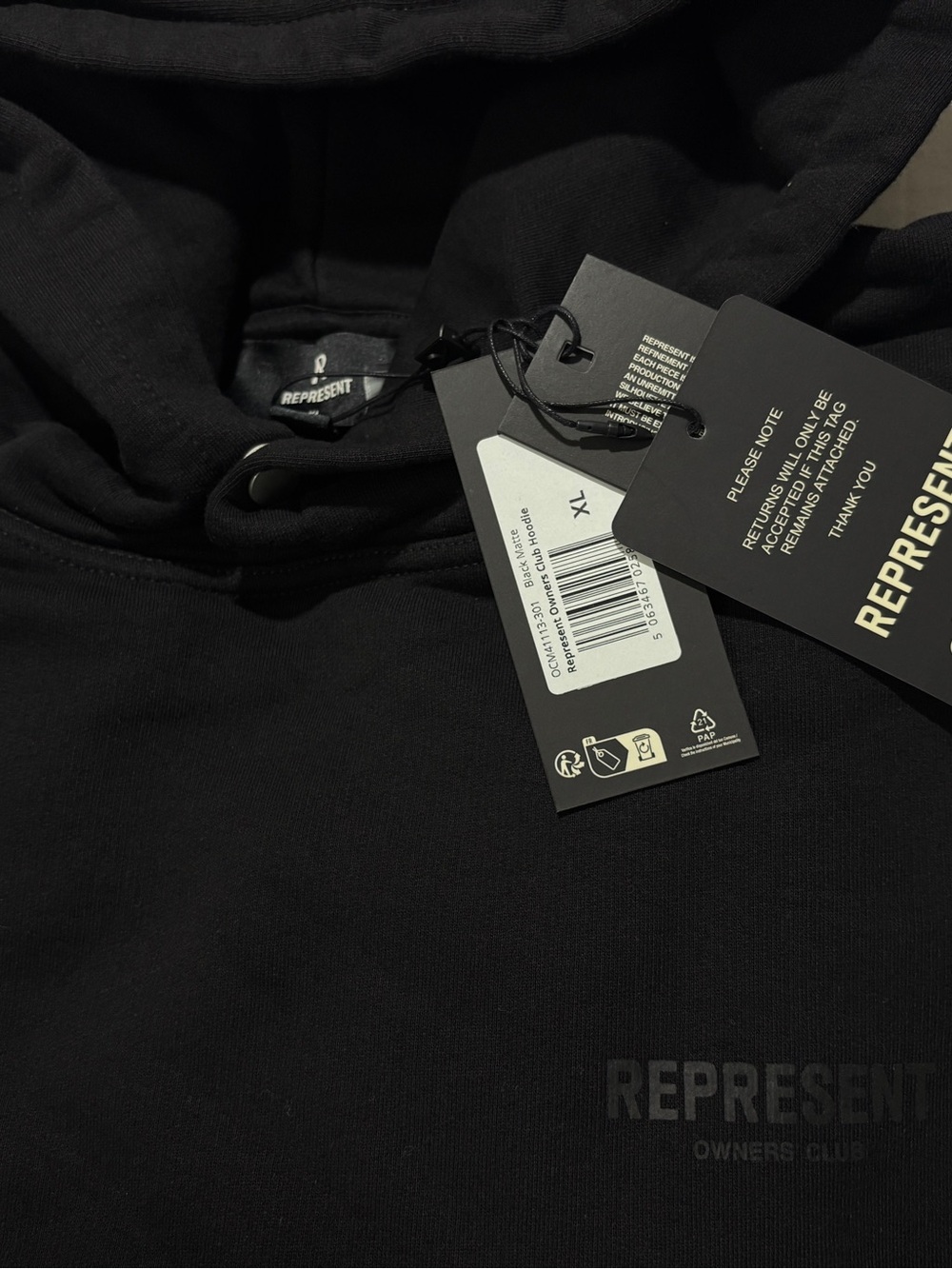 Represent Owners Club Black Hoodie Men’s XL NWT Premium Streetwear